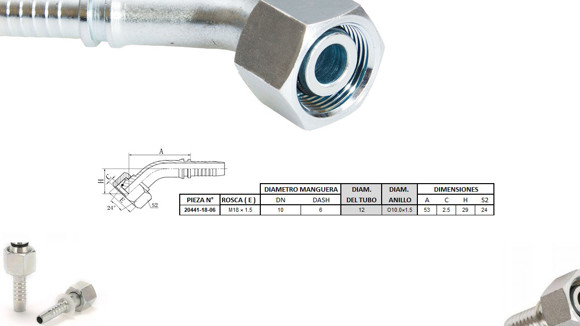 Imagen de HEMBRA CURVA 45° M18 X 1,5-12 06 3/8'' DKO